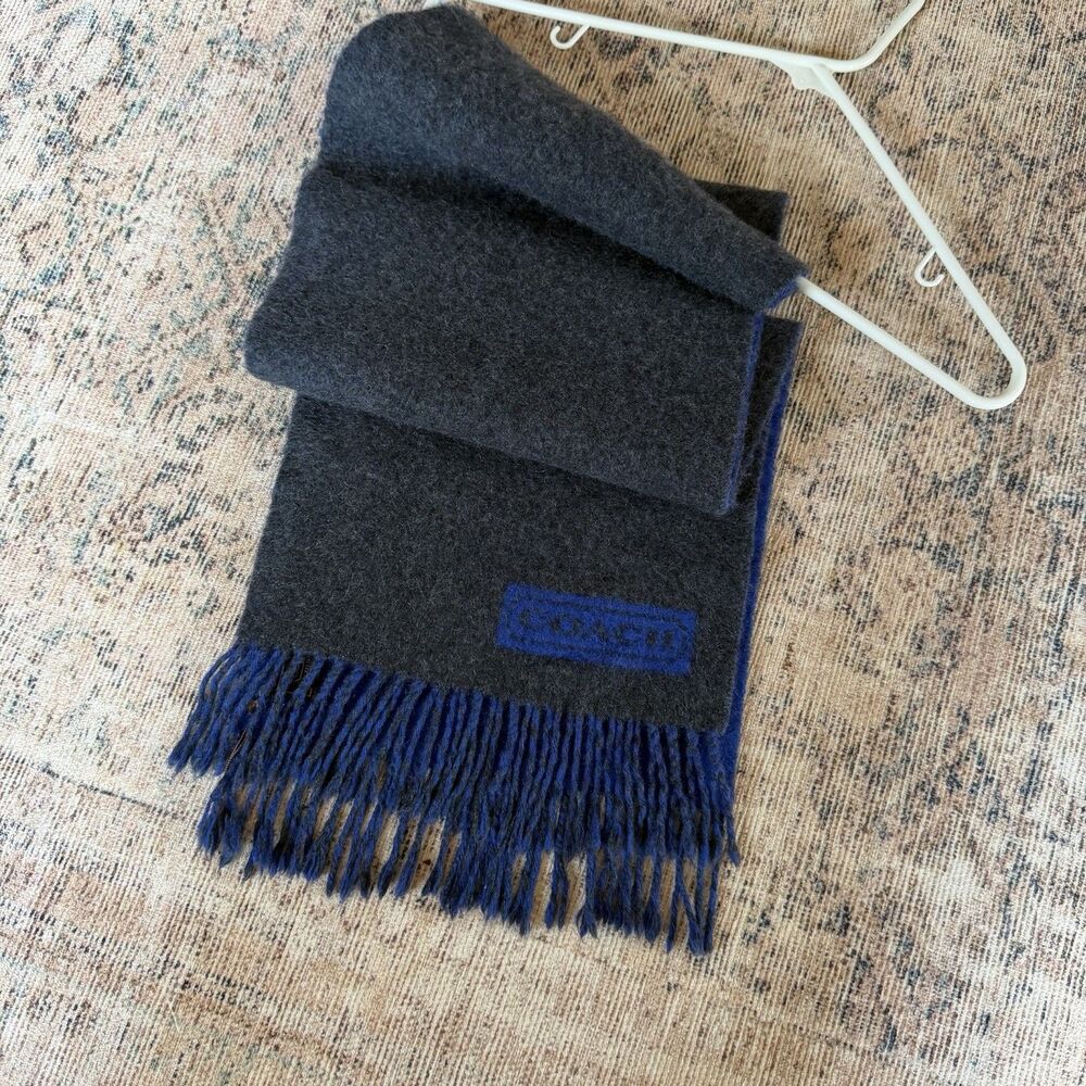 Coach Men's Scarf Cashmere Signature Logo Two Tone Fringe 84080, $198